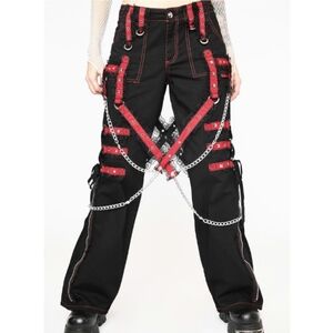 Tripp NYC Midnight Dark Street Chain Black Red Bondage Pant Size 25/1
